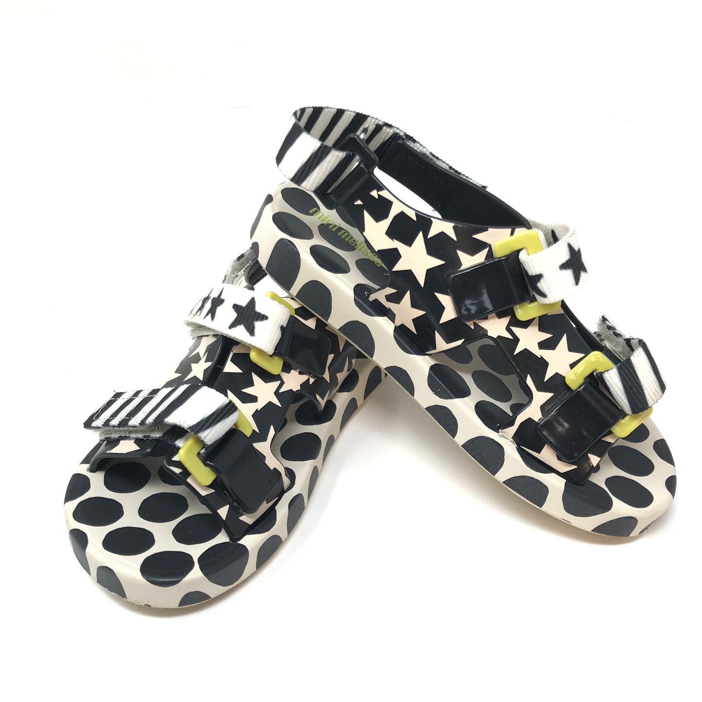 Mini Melissa Ping Pong Sandals White Black Girls Size 10