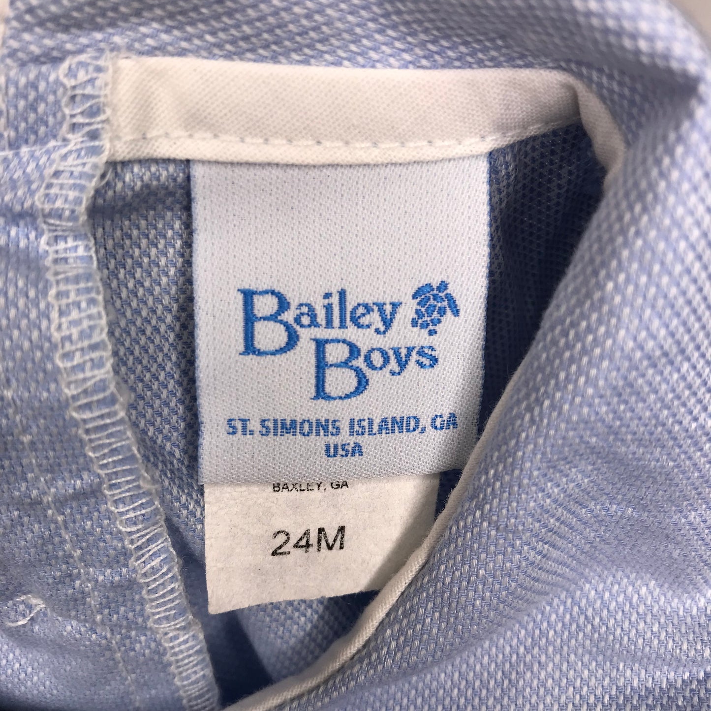 Bailey Boys Classic Traditional Peter Pan Bubble Blue Baby Boy Size 24M