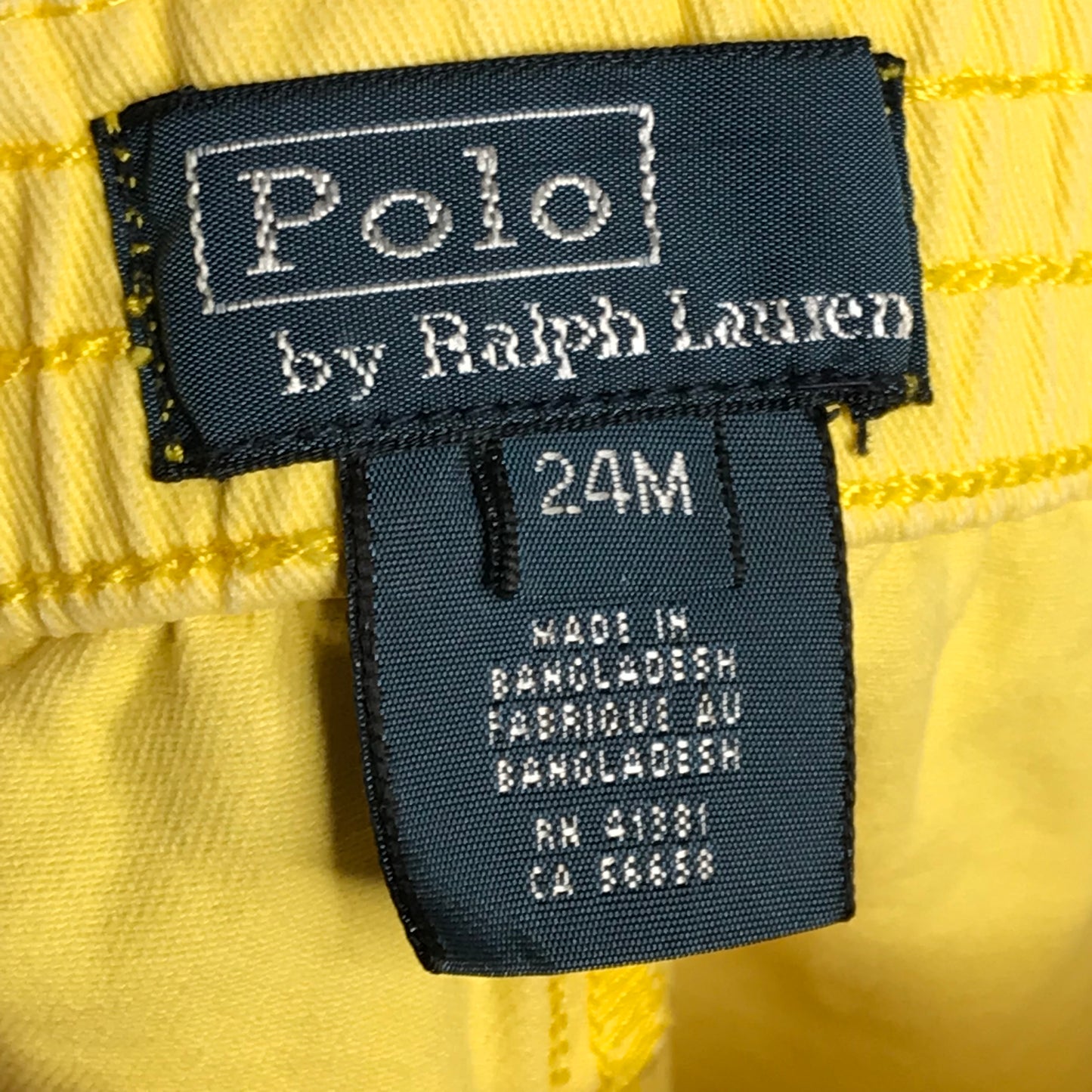 Polo Ralph Lauren Baby Boy Chino Elastic Waist Shorts Yellow Size 24M