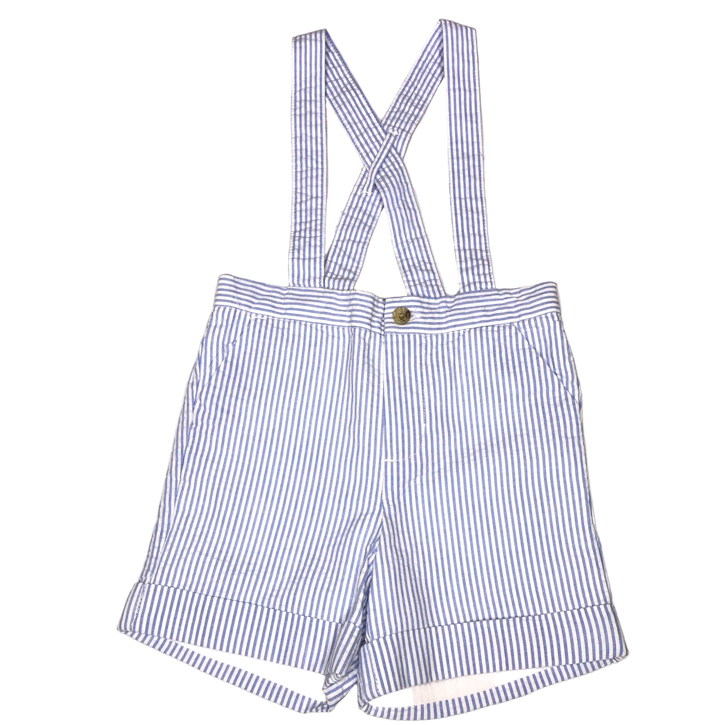 Janie and Jack Striped Seersucker Suspender Shorts Baby Boy Size 0-3M
