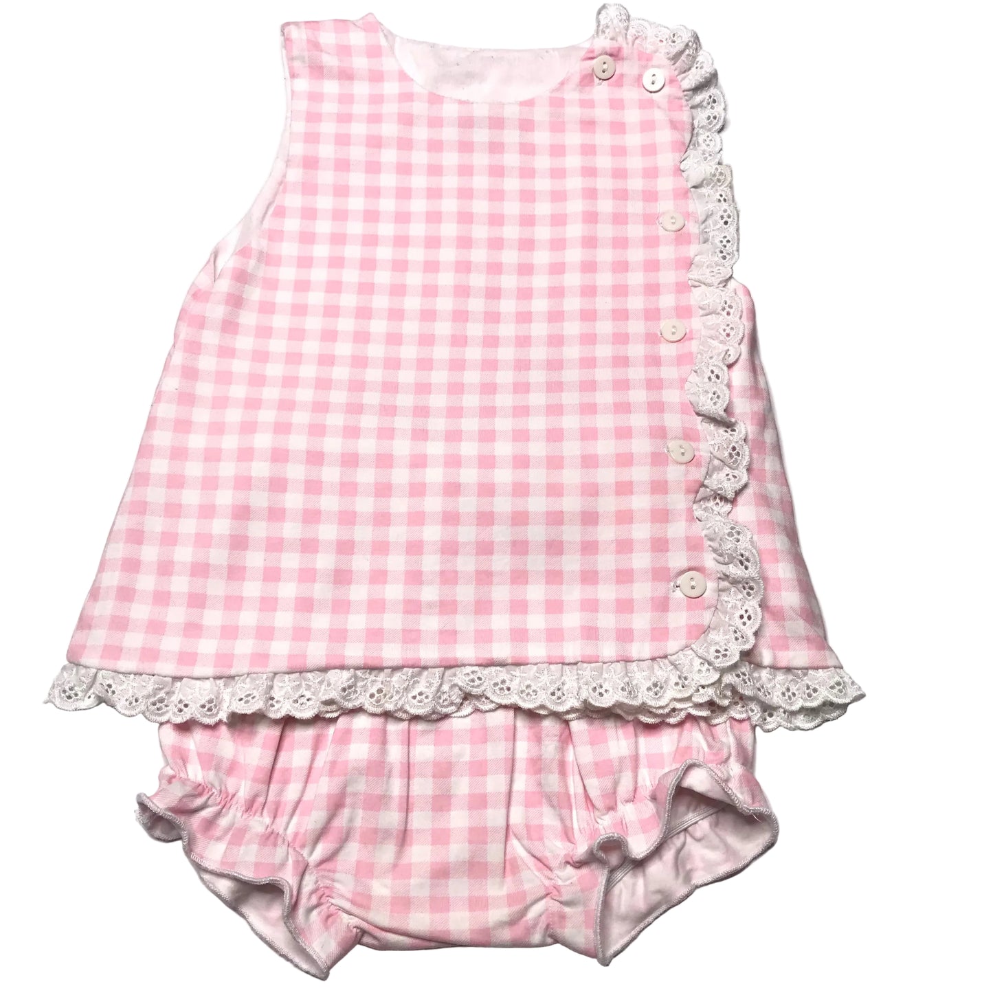 Sugar Dumplin Gingham Pink White Bloomer Set Girl Size 18M
