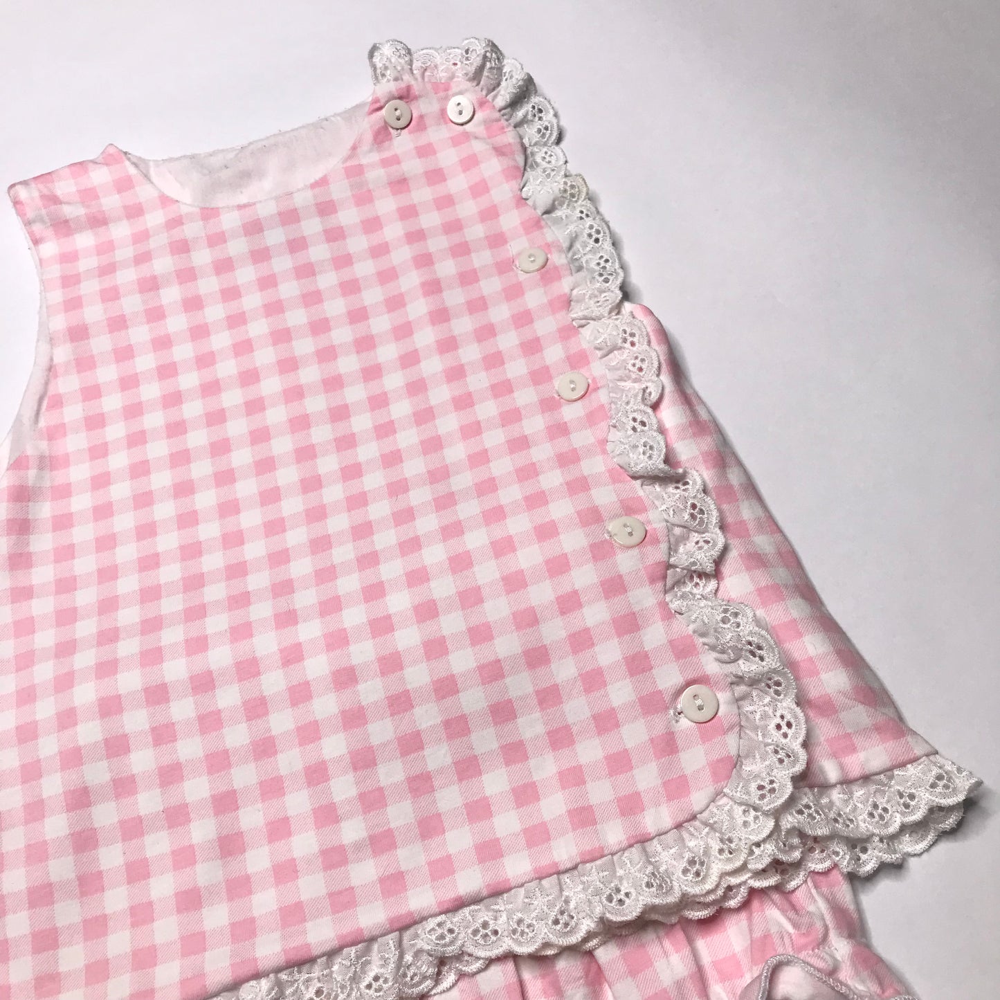 Sugar Dumplin Gingham Pink White Bloomer Set Girl Size 18M