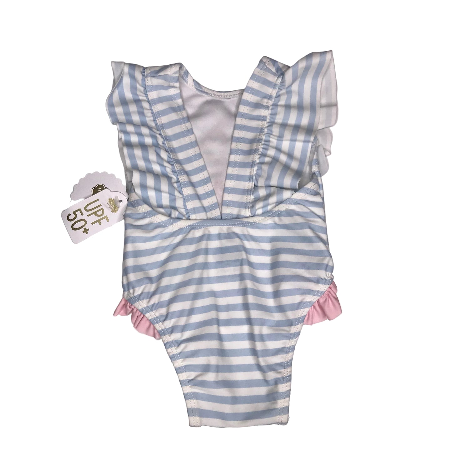 NWT Mud Pie Sail Away Ruffle Striped Swimsuit Baby Girl Size 3-6M