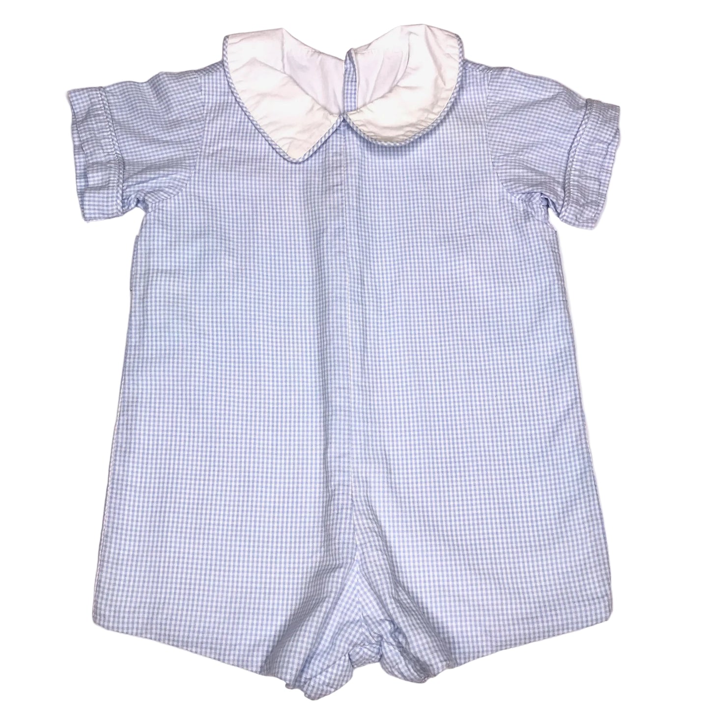 Kate & Libby Micro Check Peter Pan Collar Jon Jon Baby Boy Blue White Size 12M