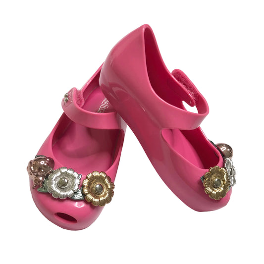 Mini Melissa Ultragirl X Mary Jane Jelly Floral Pink Shoes Girls Size 8