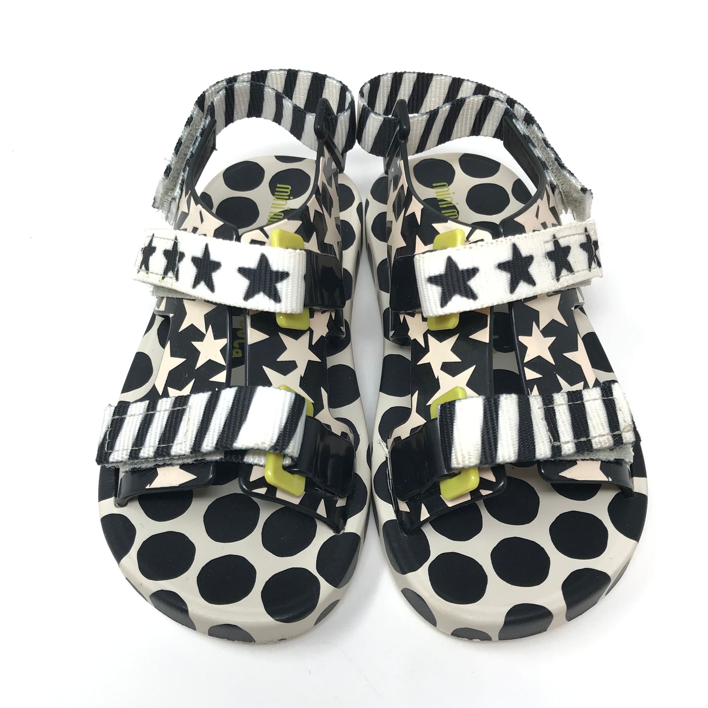 Mini Melissa Ping Pong Sandals White Black Girls Size 10