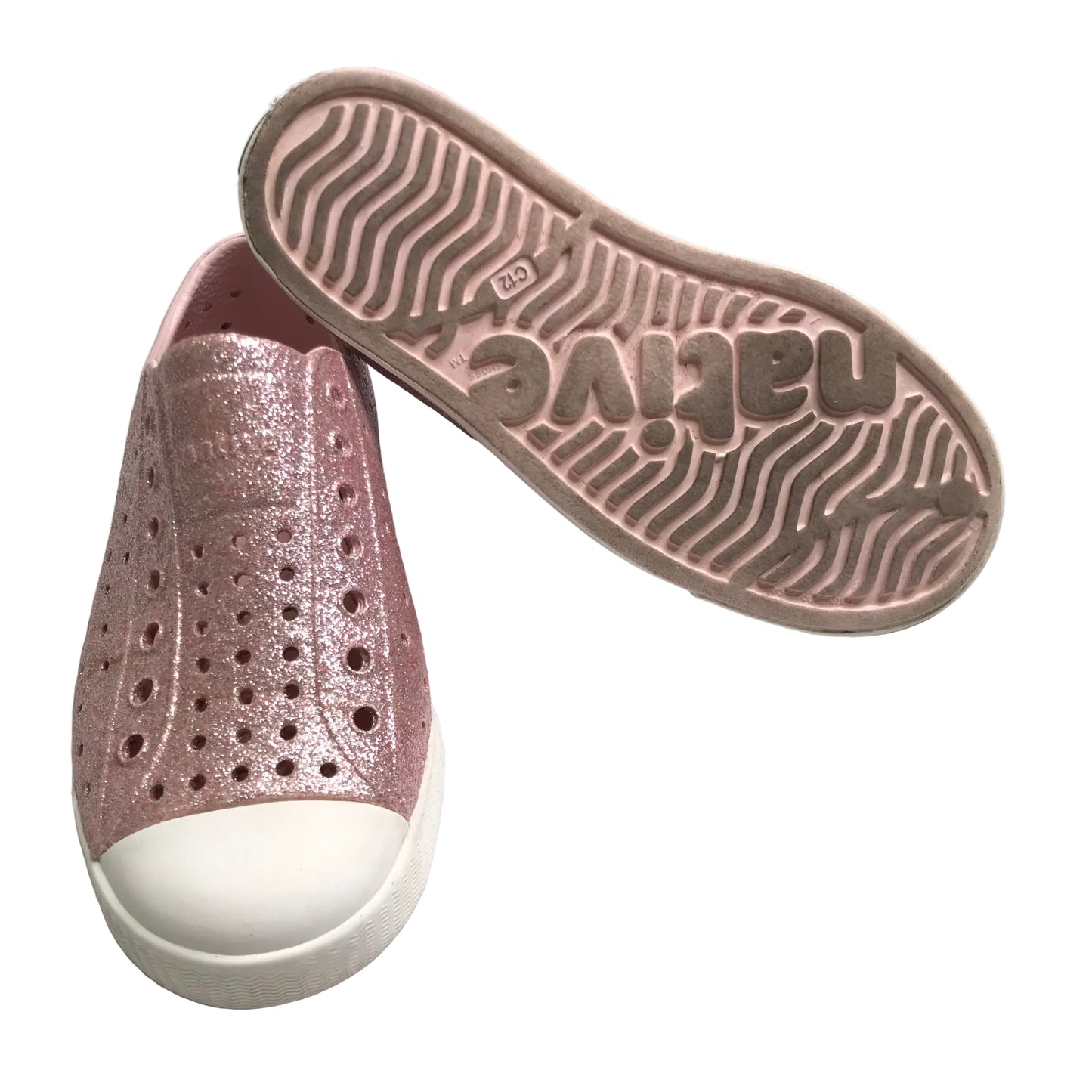 Native Jefferson Slip On Waterproof Sneakers Shoes Pink Glitter Girl Shoes Size C12