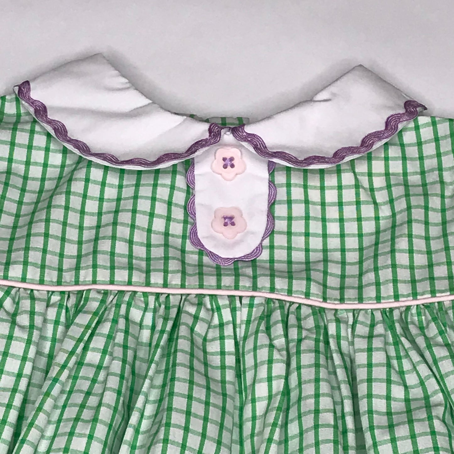 TBBC The Beaufort Bonnet Company Mary Dal Dress WindowPane Baby Girl Size 18/24M