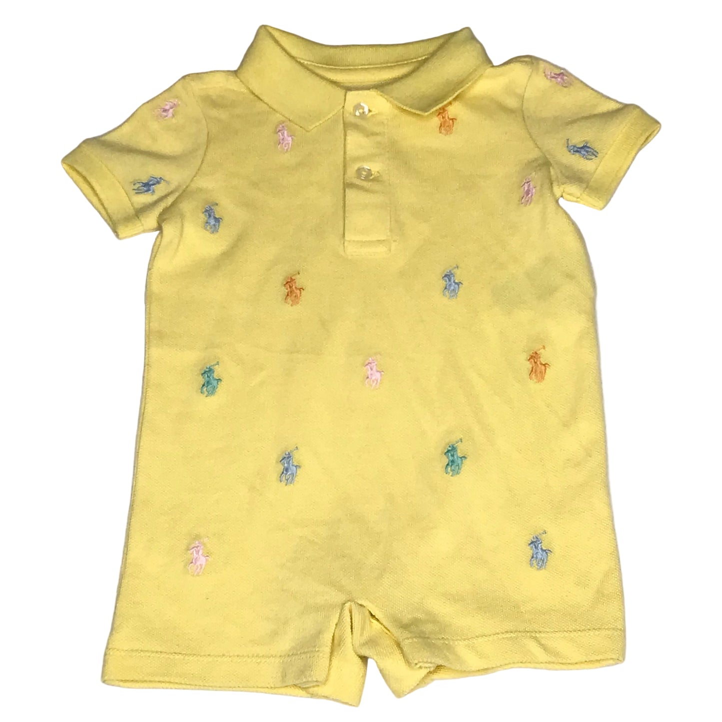 Polo Ralph Lauren Baby Boys Shortall Yellow Logo Size 3M
