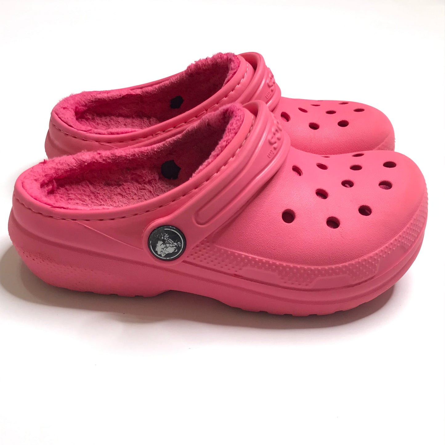 Crocs Classic Clogs Pink Fur Lined Girl Shoes Size 11C