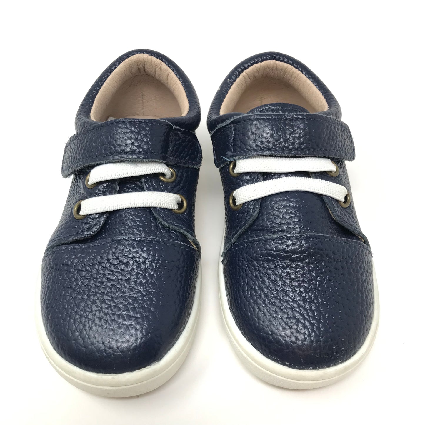 Monkey Feet Classic Leather Lace Up Sneakers Navy Blue Boy Size 5
