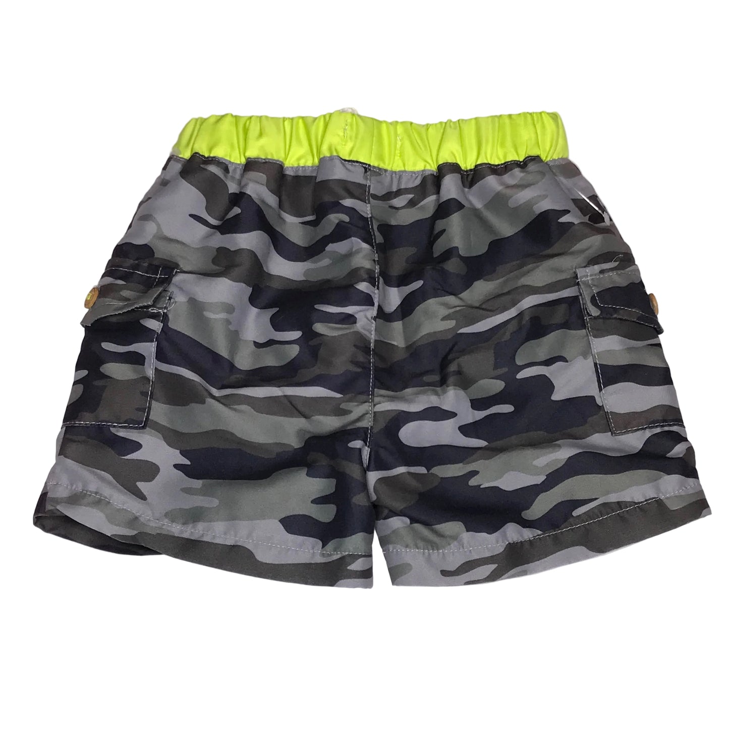 Mudpie Baby Boy Camo Swim Trunks Shorts Black Grey Size 12-18M