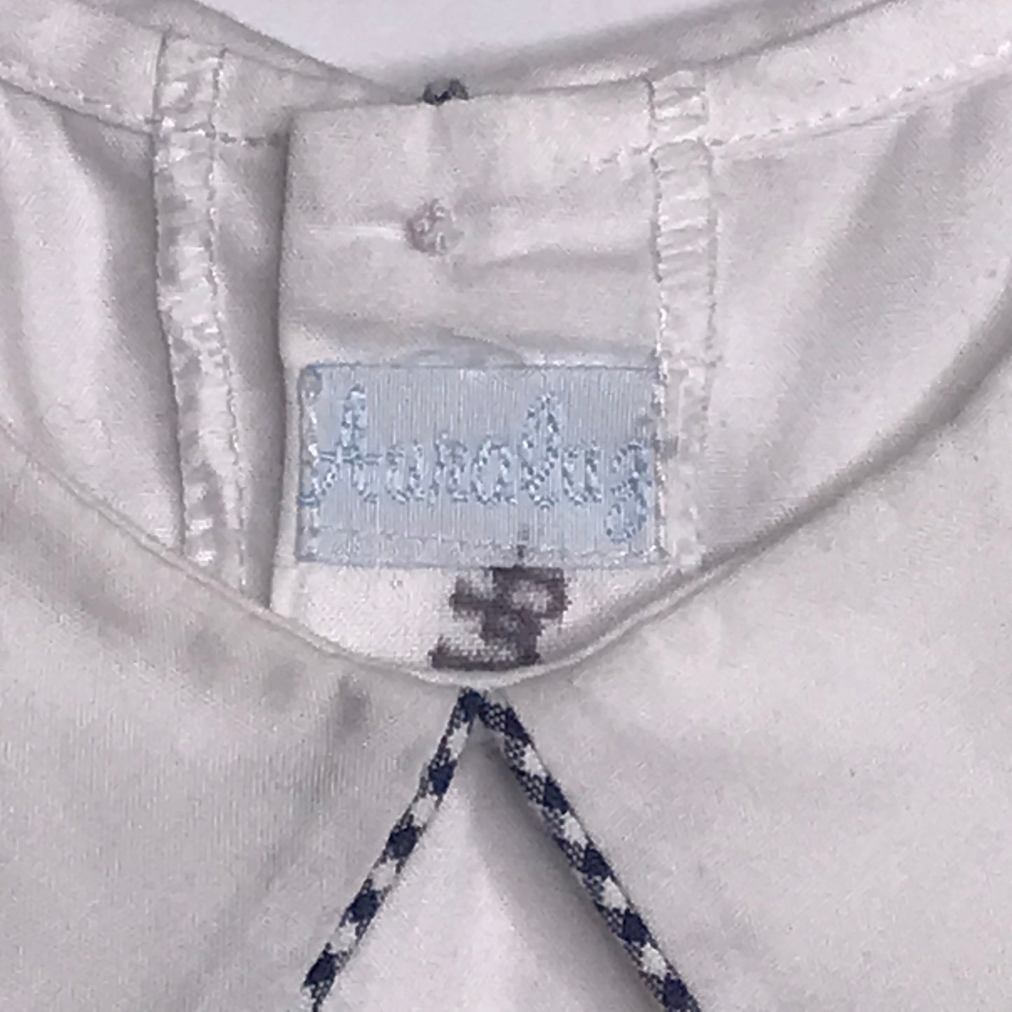 Auraluz Pleated Peter Pan Collar Bubble White Blue Piping Baby Boy Size 24M