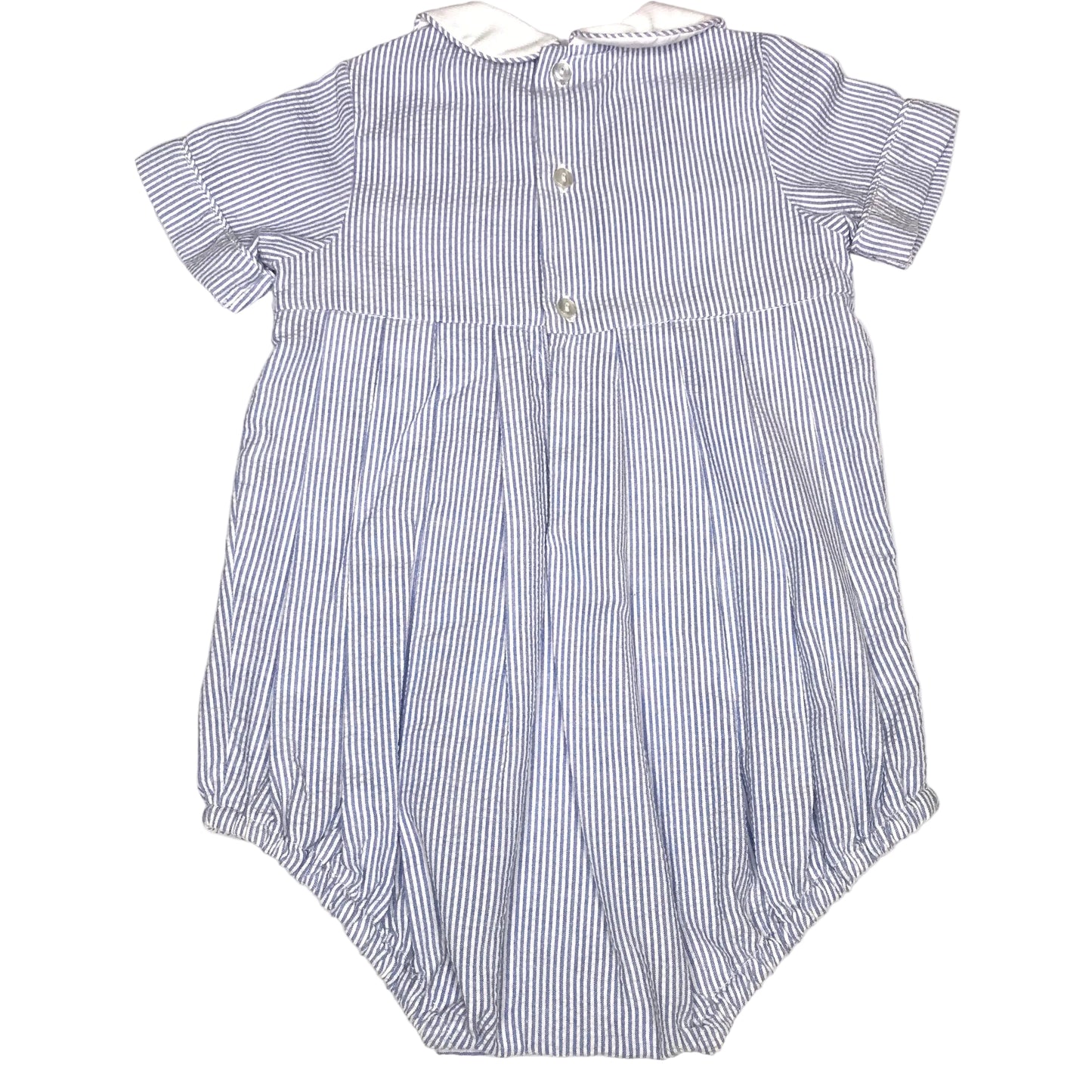 Sir Jon by Rosalina Striped Seersucker Smocked Bubble Whale Baby Boy Size 12M