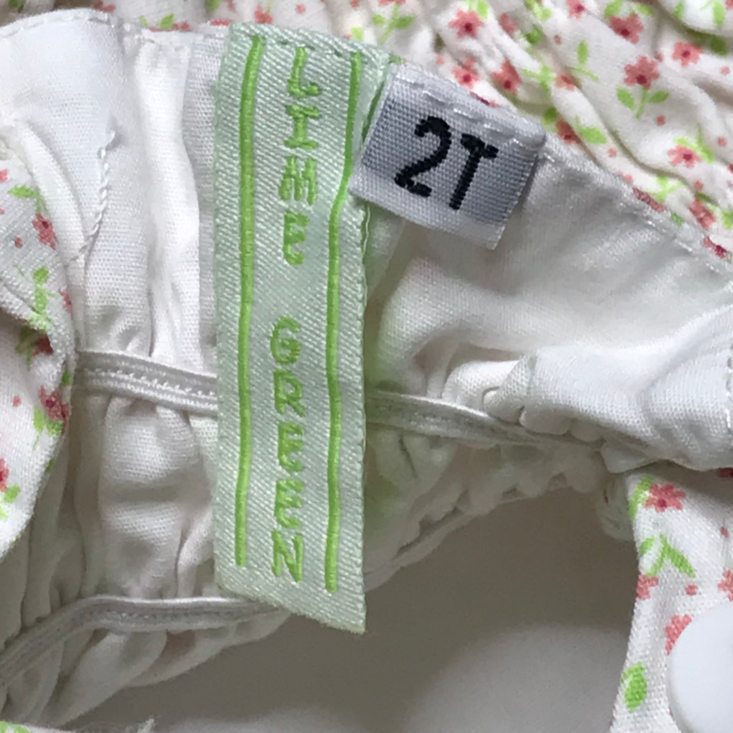 Lime Green Floral Bubble One Piece White Pink Girl Size 2T