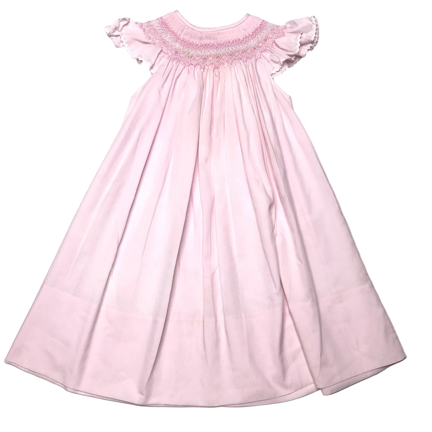 Rosalina Smocked Bishop Dress Pink Poplin Floral Girl Size 2T