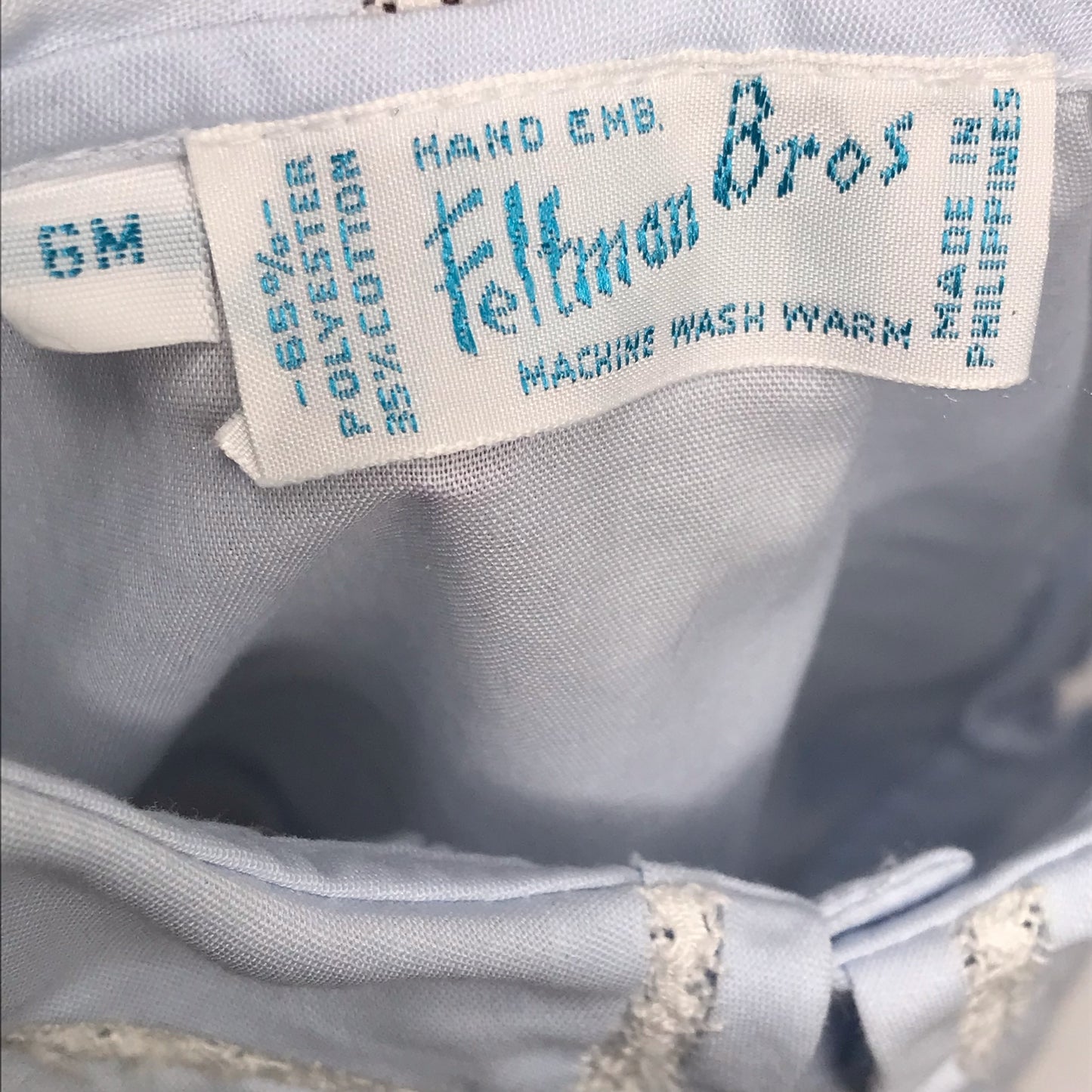 Feltman Brothers Ric-Rac Button Belt Creeper Blue Baby Boy Size 6M