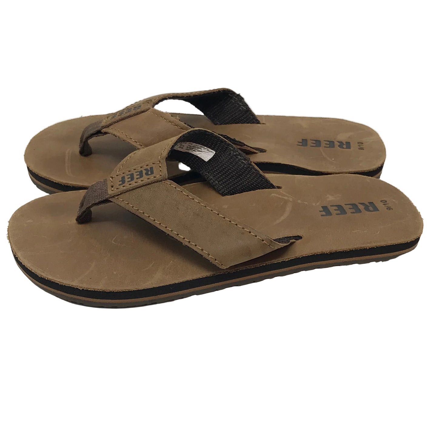 Reef Smoothy Leather Flip Flops Boys Size 9/10