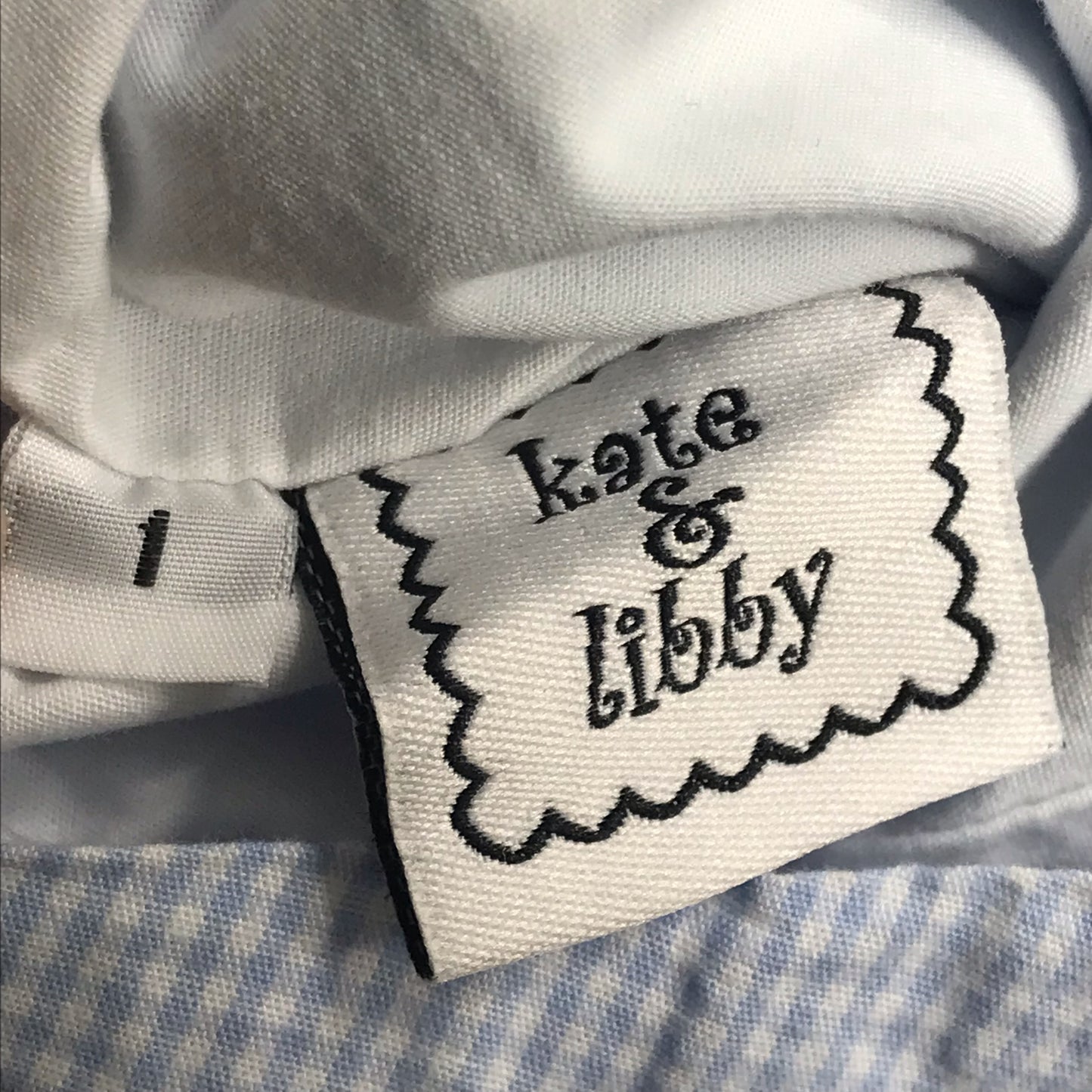 Kate & Libby Micro Check Peter Pan Collar Jon Jon Baby Boy Blue White Size 12M