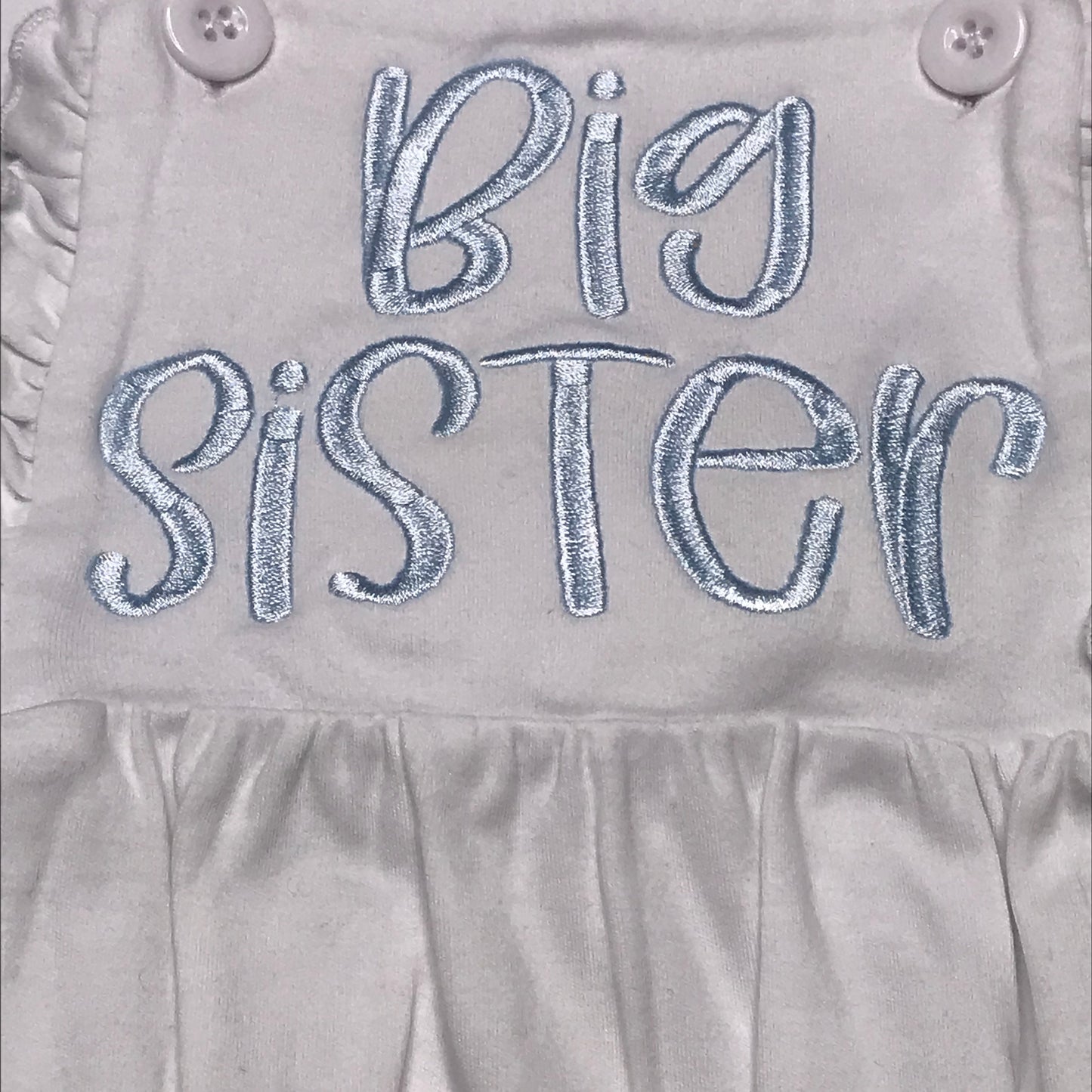 Blanks Boutique Bubble Romper Big Sister Mono White Girl Size 12M