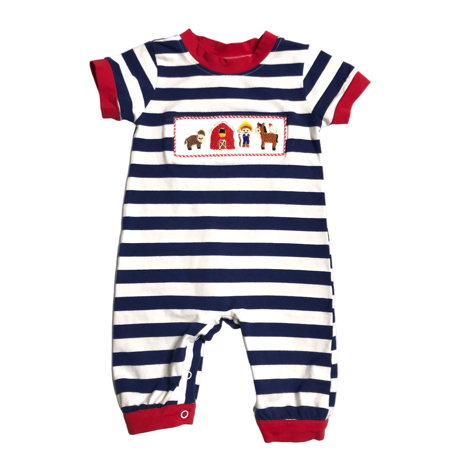 Little Britches Smocked Farm Overalls Striped Boys Size 3M