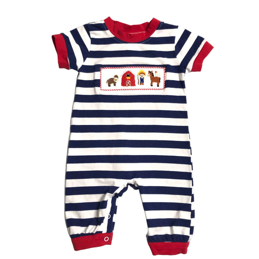 Little Britches Smocked Farm Overalls Striped Boys Size 3M