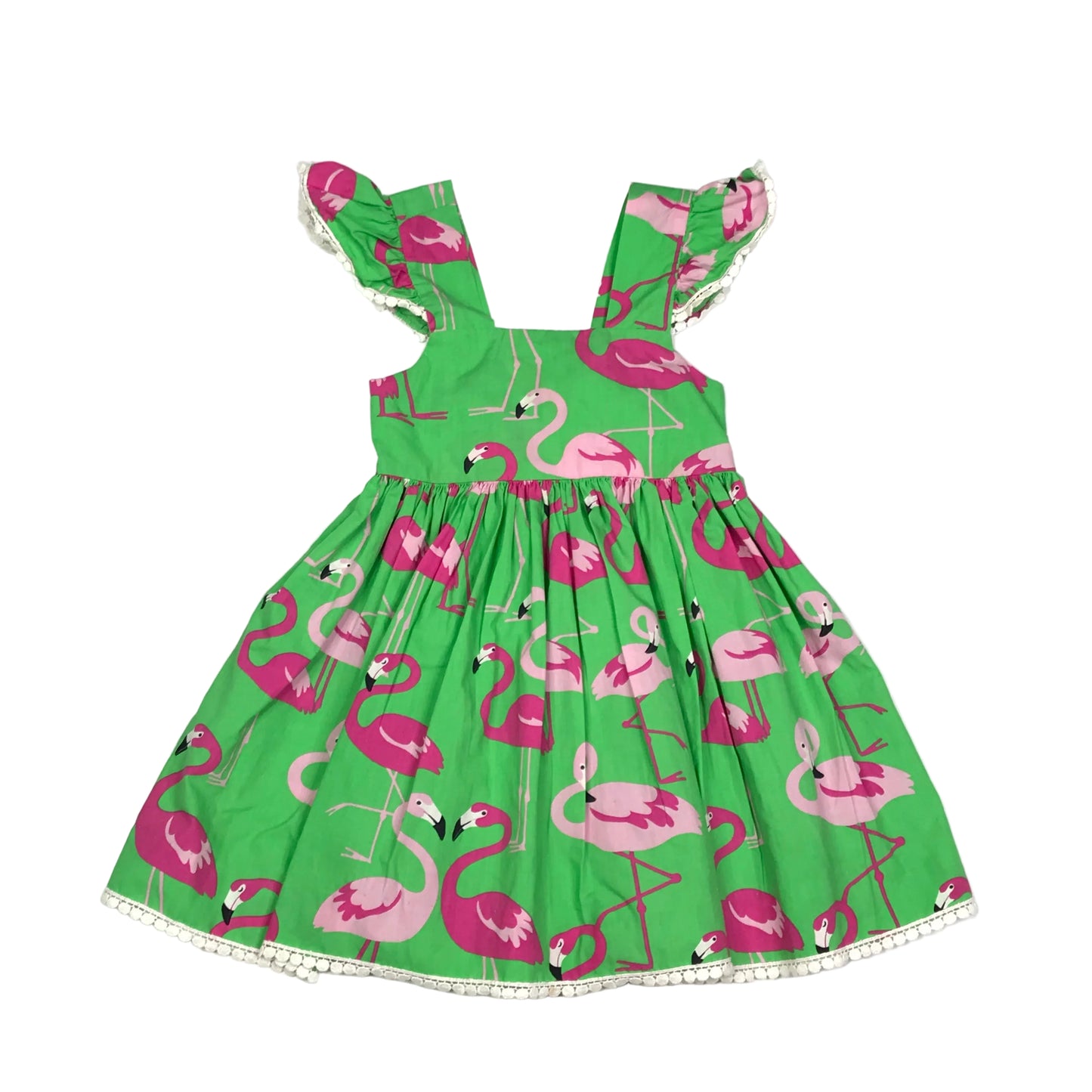 Kelly’s Kids Flamingo Green Pink Dress Girls Size 3-4