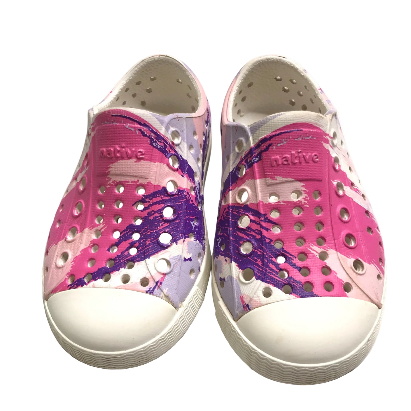 Native Jefferson Slip On Waterproof Sneakers Shoes Purple Pink Splatter Girl Shoes Size C6
