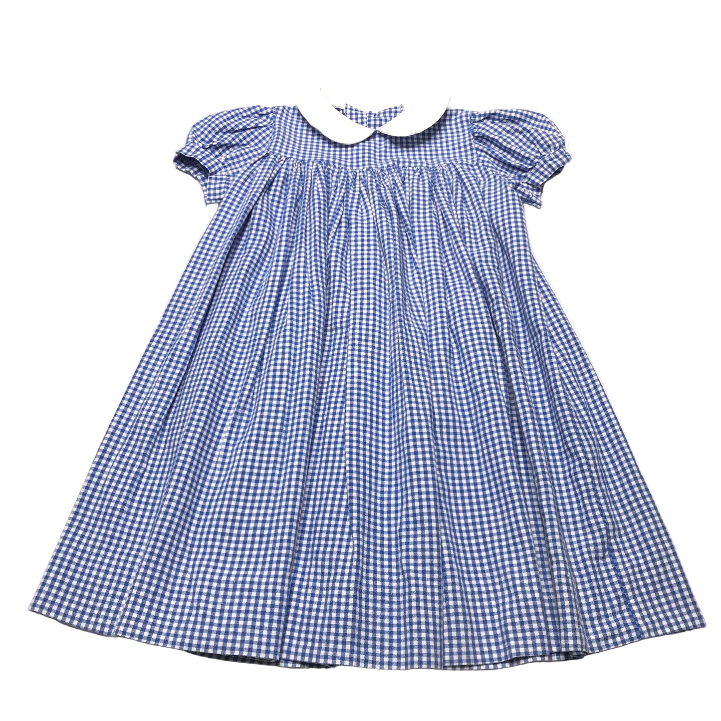 Baby Bloomers Handmade Gingham Peter Pan Collar Blue White Dress Size 3T