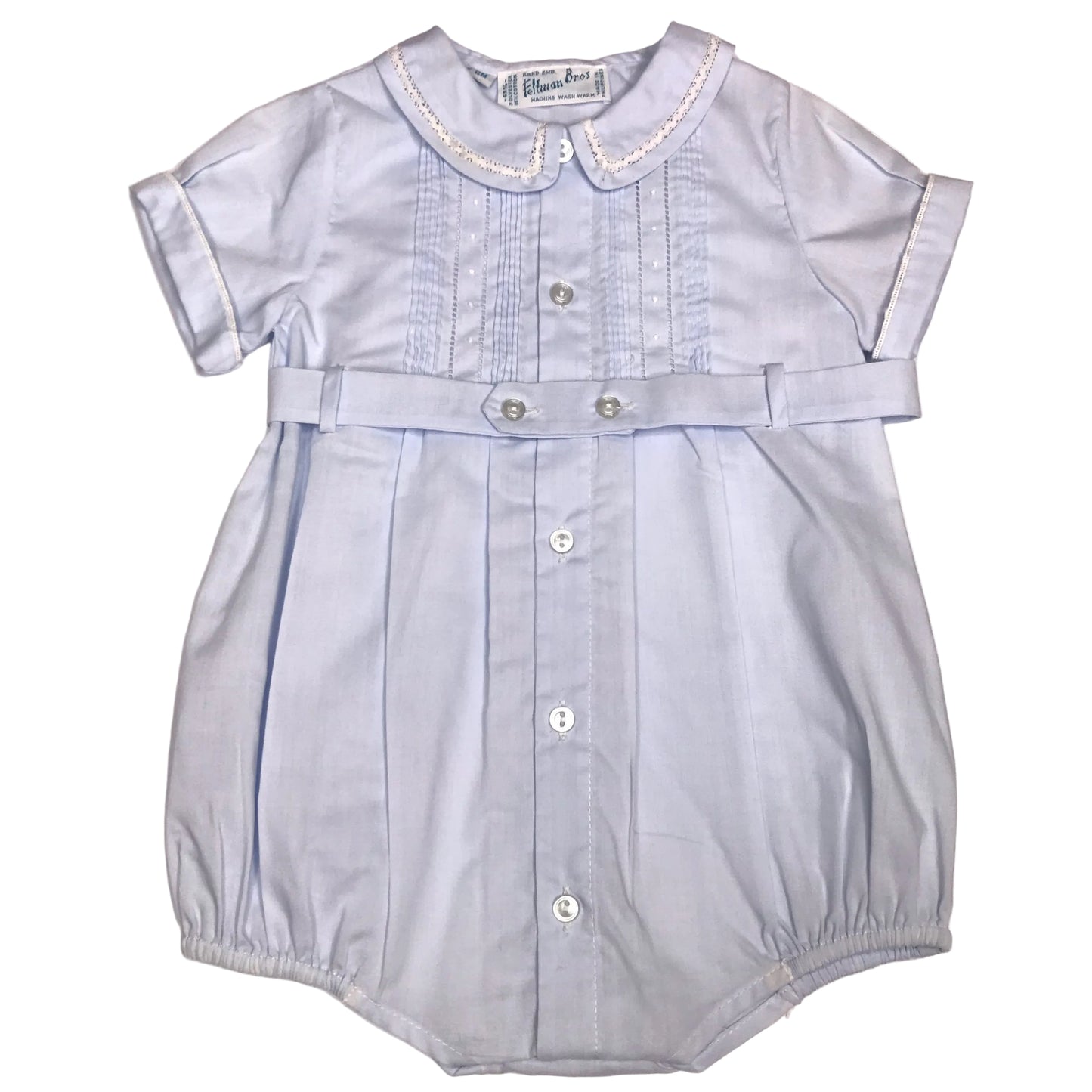 Feltman Brothers Ric-Rac Button Belt Creeper Blue Baby Boy Size 6M