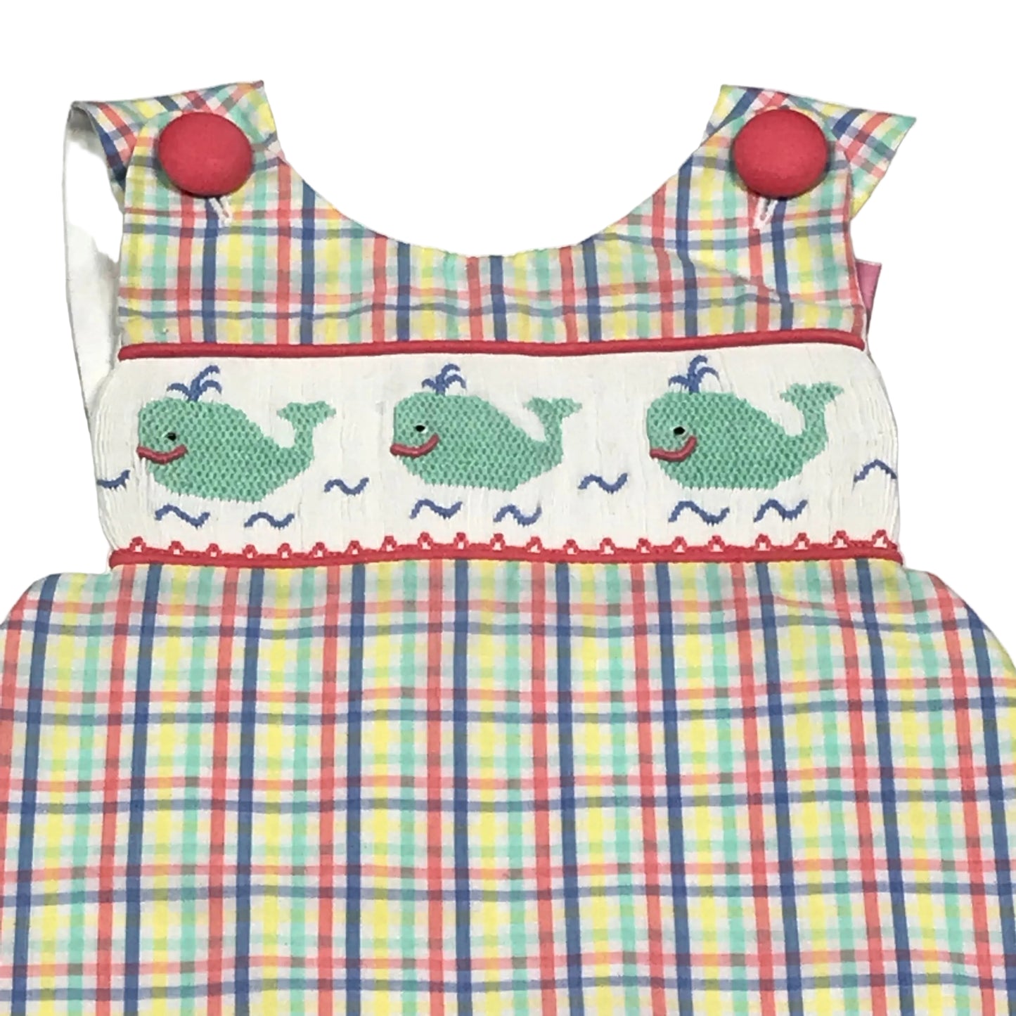 Banana Split Whale Plaid Smocked Bloomer Set Girls Size 12M