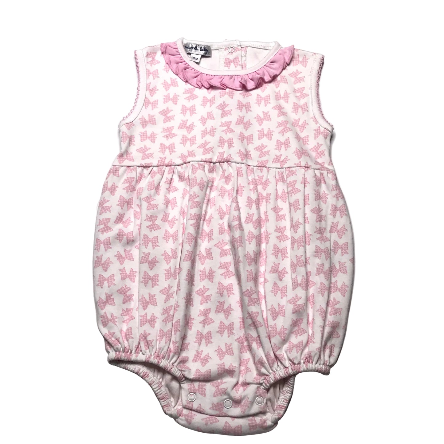 Magnolia Baby Bubble Bows White Pink Baby Girl Size 18M
