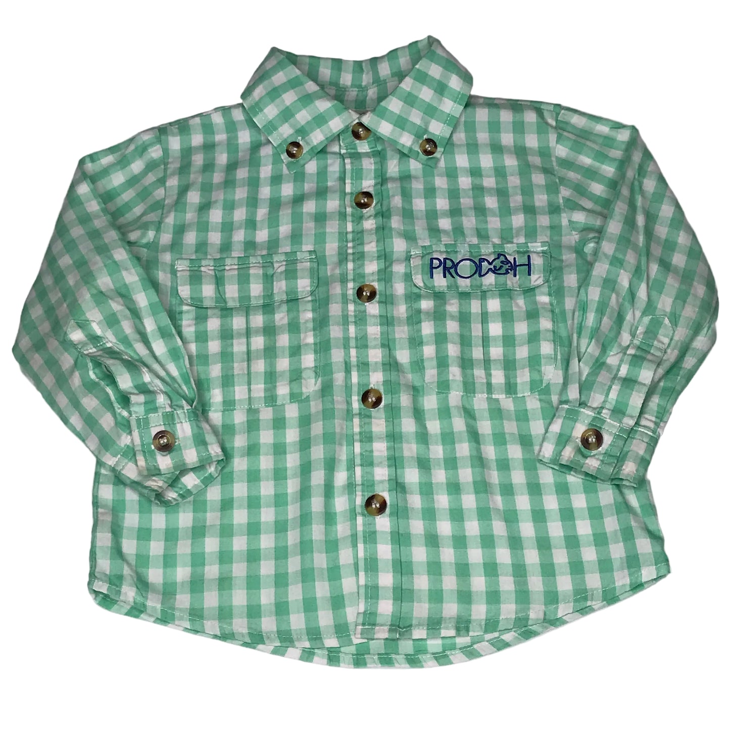 Prodoh Toddler Boys Gingham Fishing Shirt Size 2T