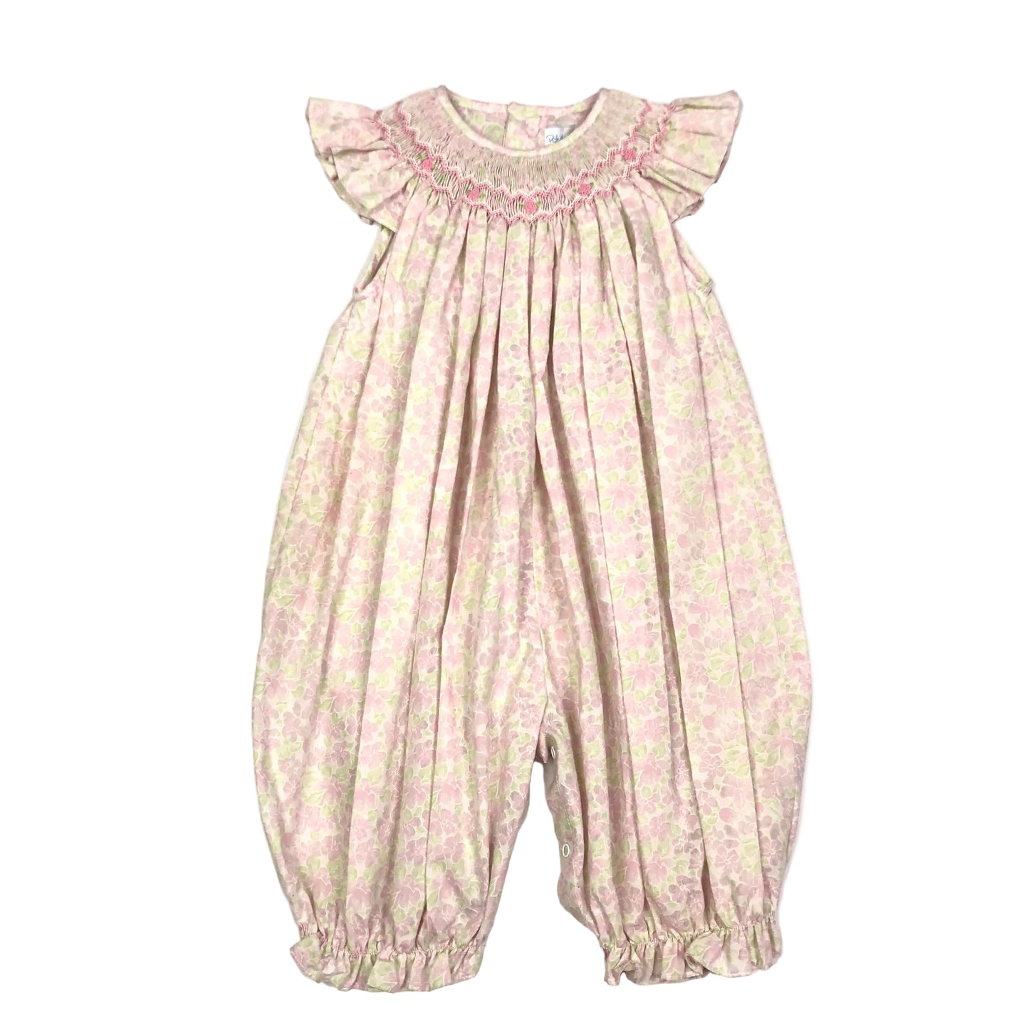 Petit Pomme Smocked Long Bubble Romper Floral Girls Size 24M