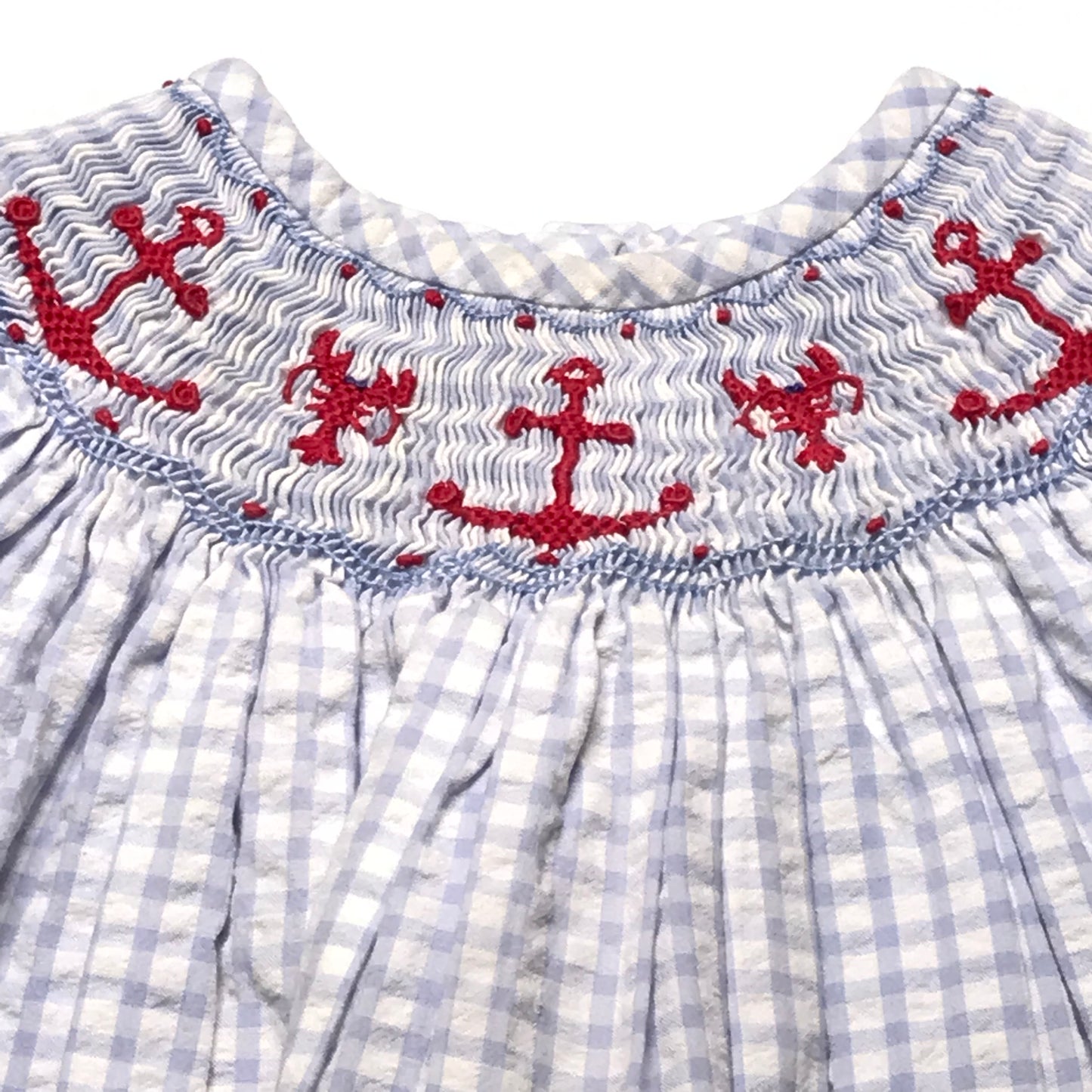 Shrimp & Grits Kids Nautical Smocked Dress Baby Girl Size 12M