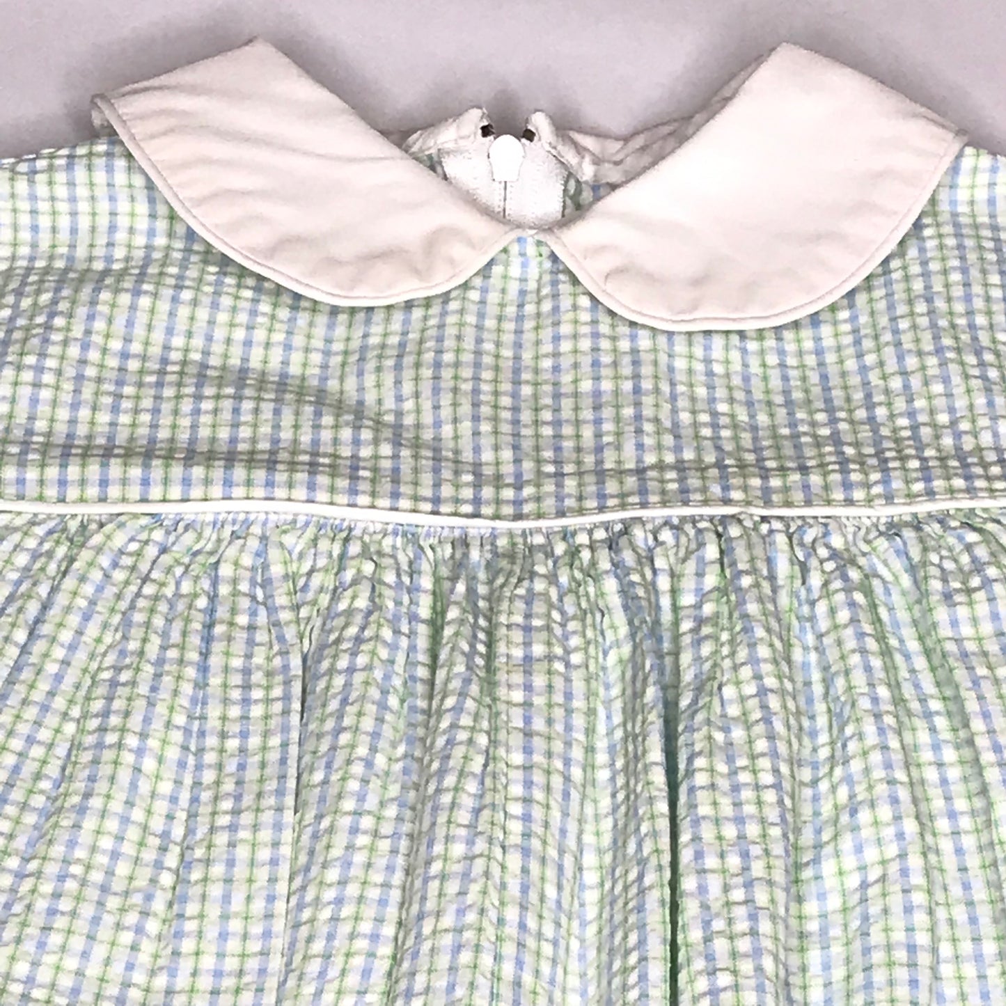 Daisies & Doodlebugs Micro Check Bubble Blue Green Baby Boy Size 2T