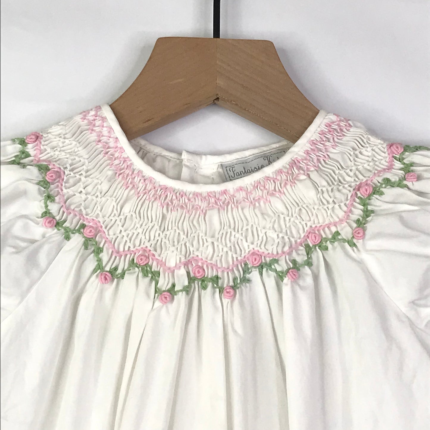 Fantaisie Smocked Dress Girls Size 2T White Pink Floral