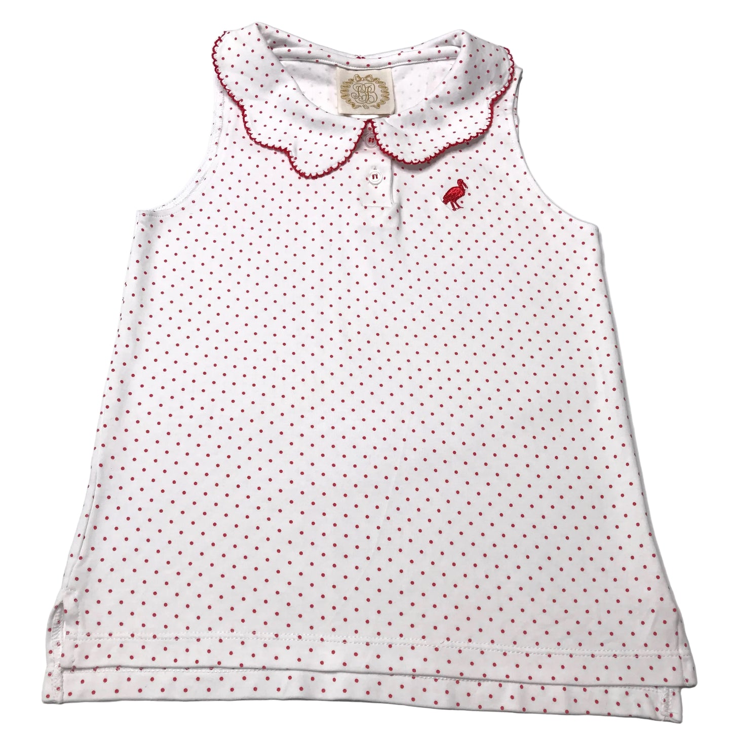 The Beaufort Bonnet Company TBBC Paige’s Playful Polo Micro Dots White Red Girl Size 6T