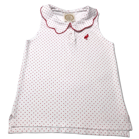 The Beaufort Bonnet Company TBBC Paige’s Playful Polo Micro Dots White Red Girl Size 6T