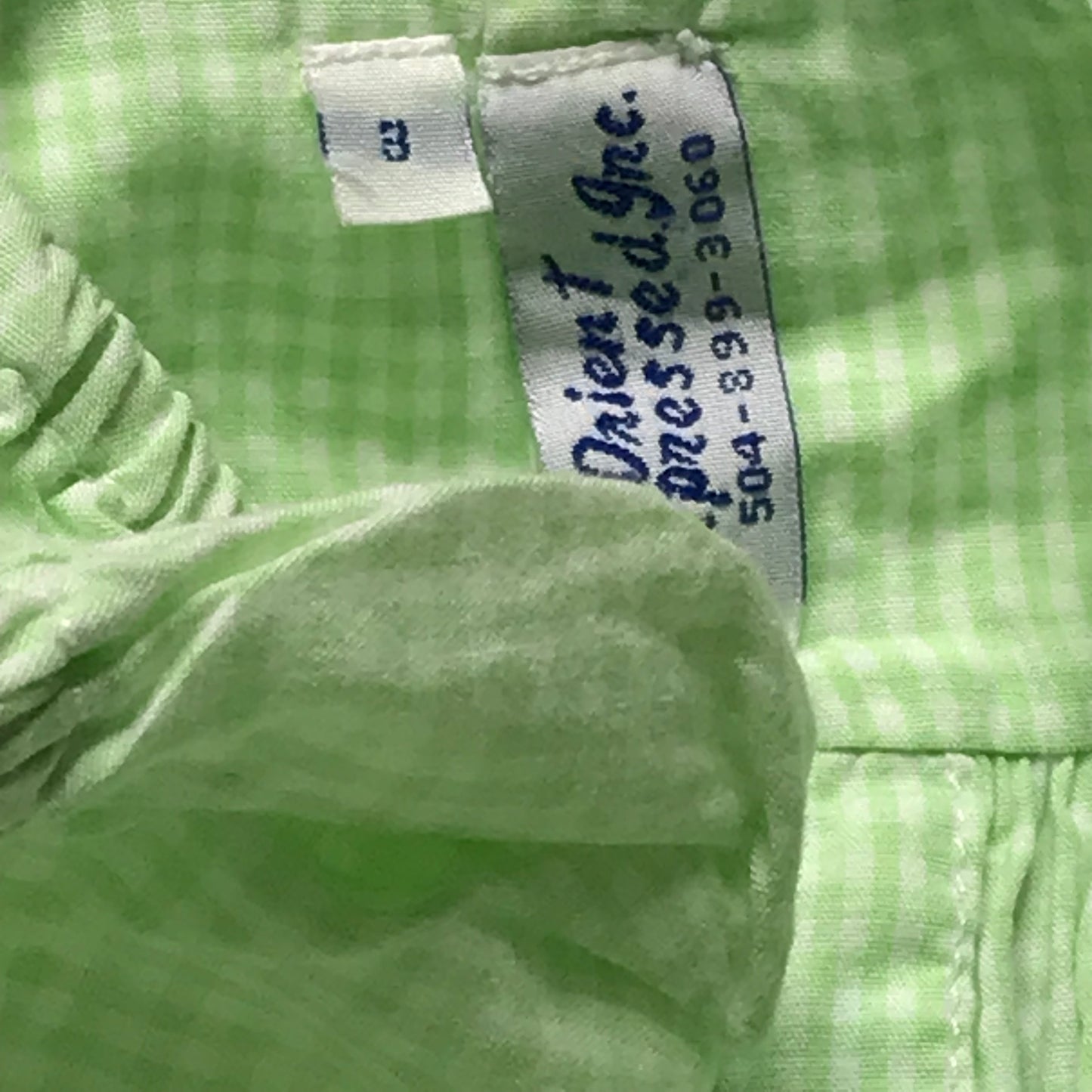 Orient Express Gingham Smocked Floral Short Set Green White Girl Size 3