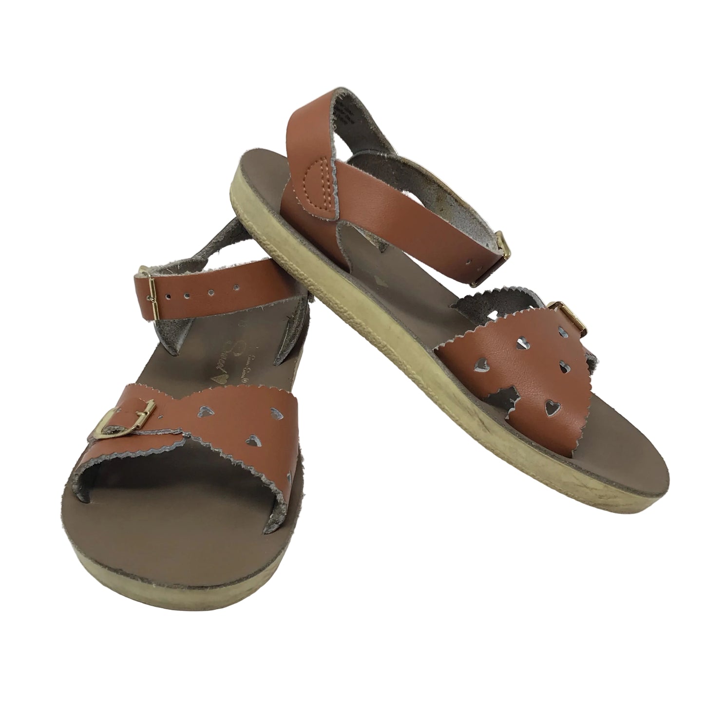 Sun-San Sweetheart Tan Leather Sandals Girl Size 13