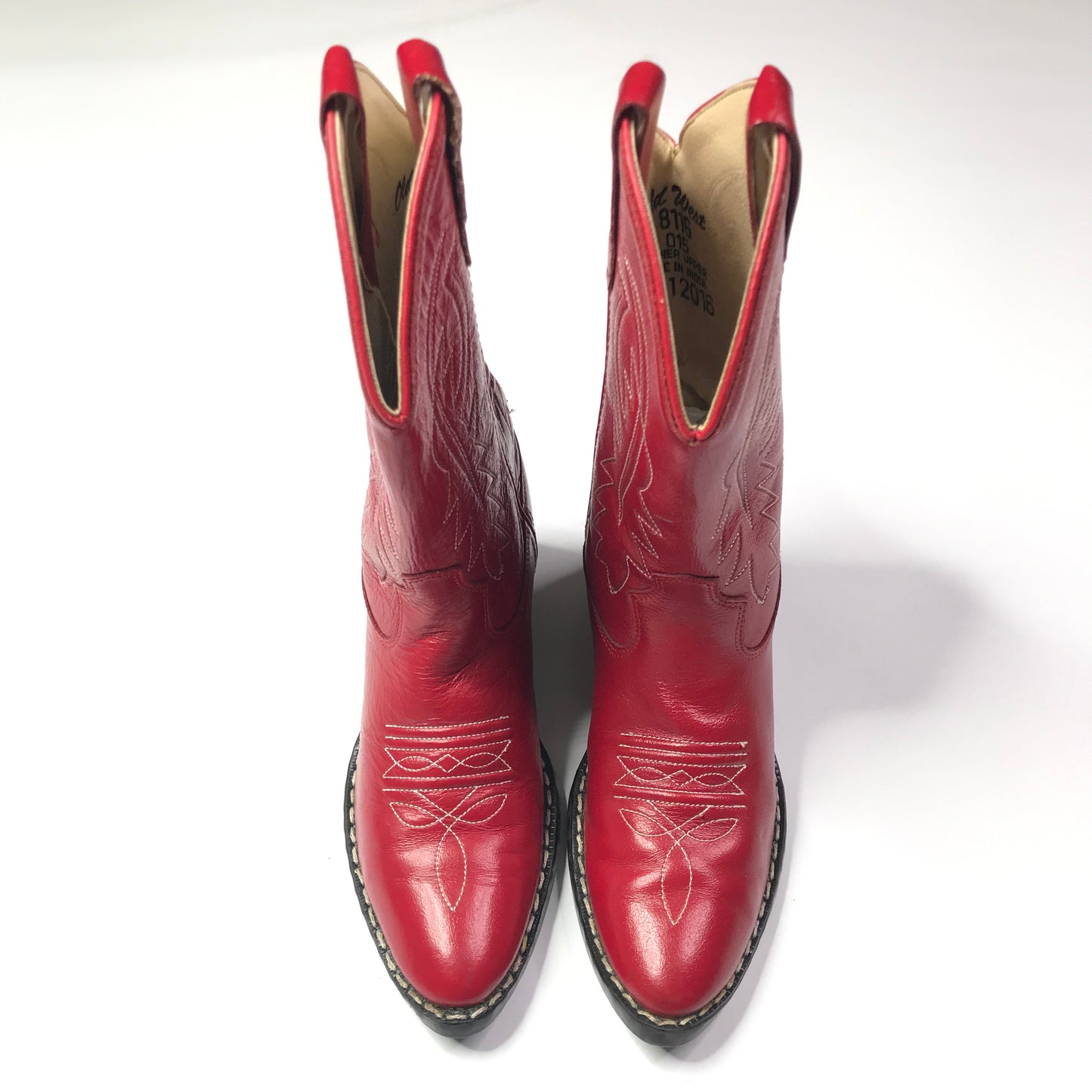 Old West J Toe Western Cowgirl Boots Red Shoes Girls Size 1.5