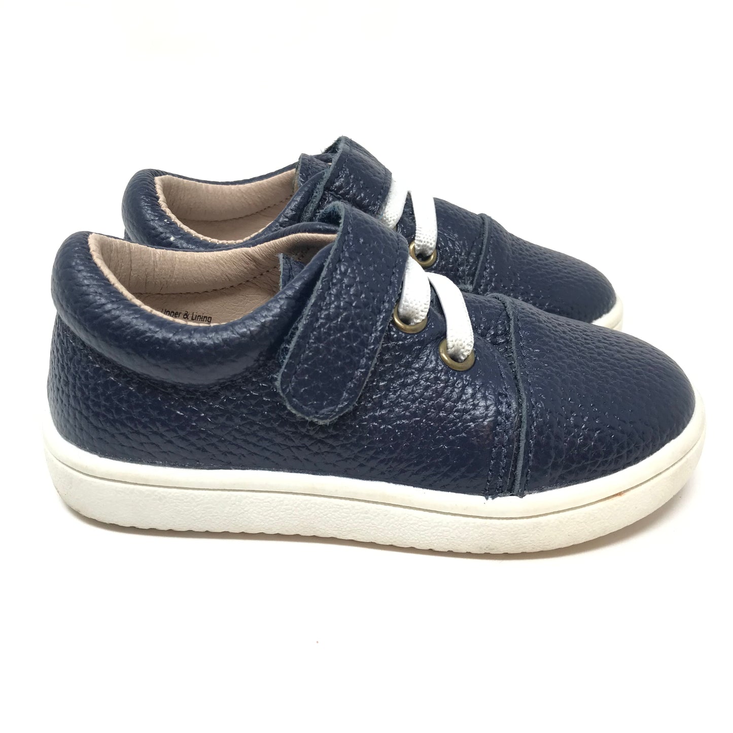 Monkey Feet Classic Leather Lace Up Sneakers Navy Blue Boy Size 5