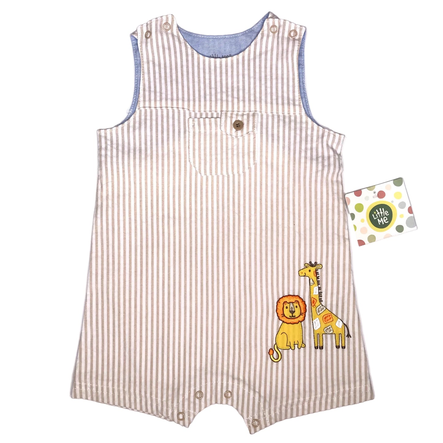 NWT Little Me Striped Sunsuit Safari Animals Baby Boy Size 6M
