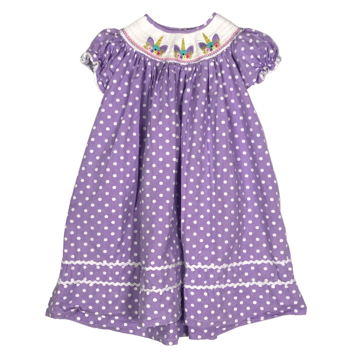 Lil Cactus Smocked Dress Unicorns Polka Dot Girls Size 4T