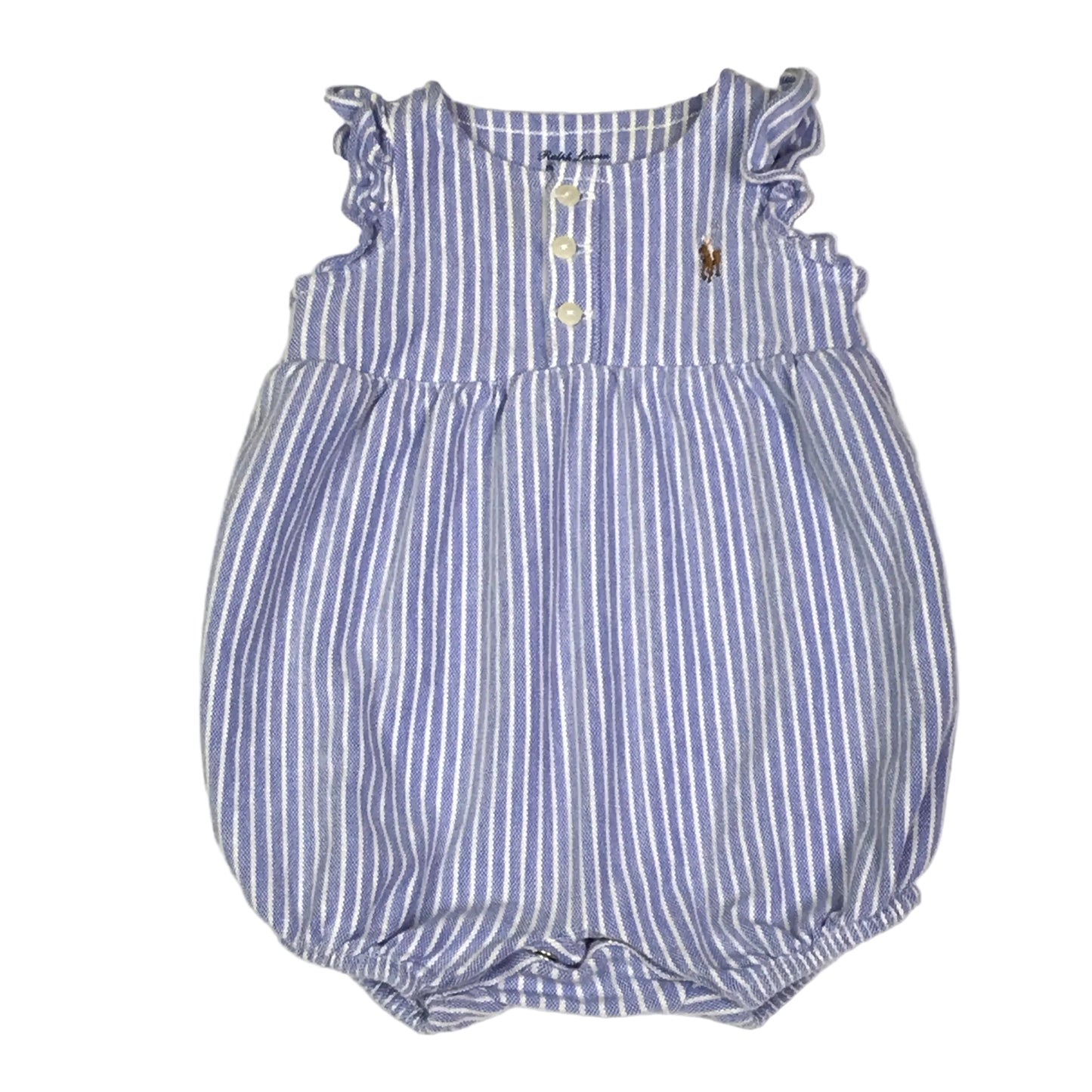 Ralph Lauren Polo Baby Girls Bubble Shortall Striped Size NB Blue White