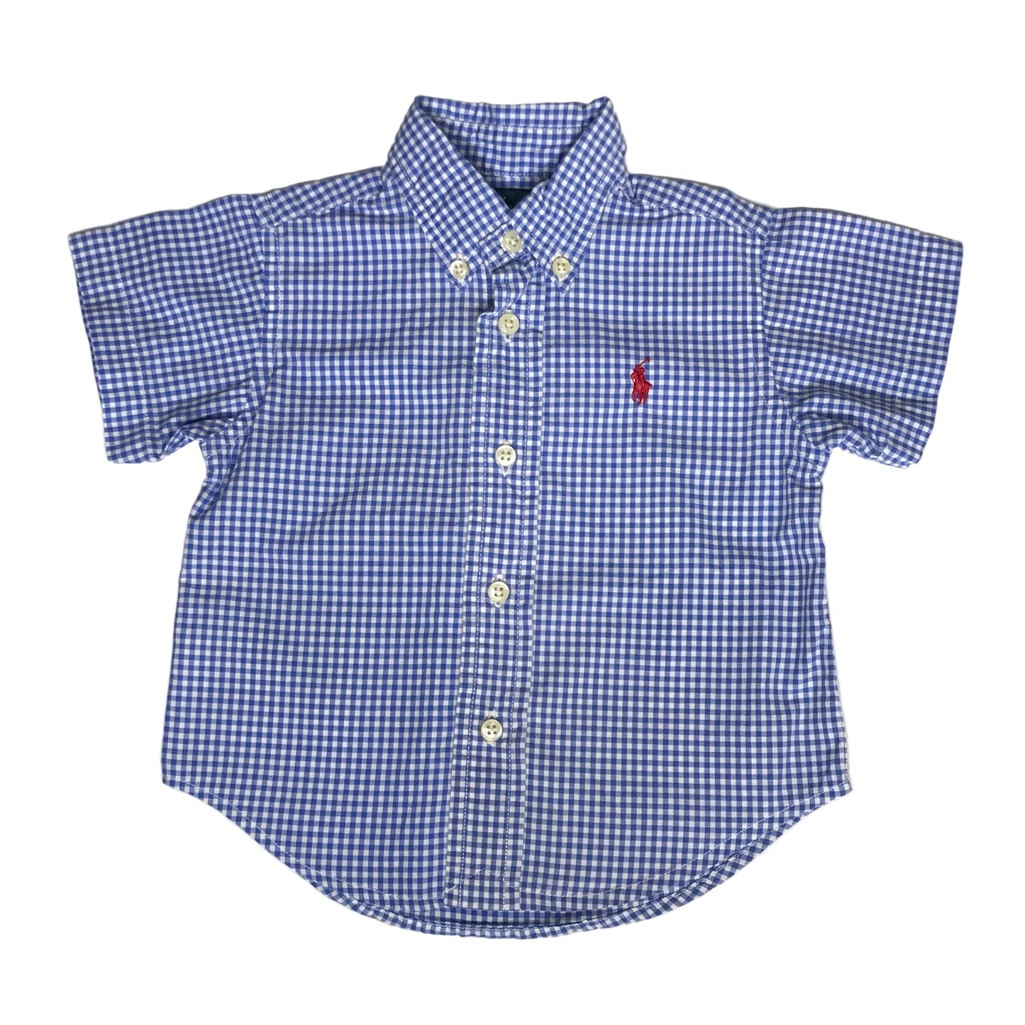 Polo Ralph Lauren Baby Boy Checkered Button Down Shirt Blue White Size 12M