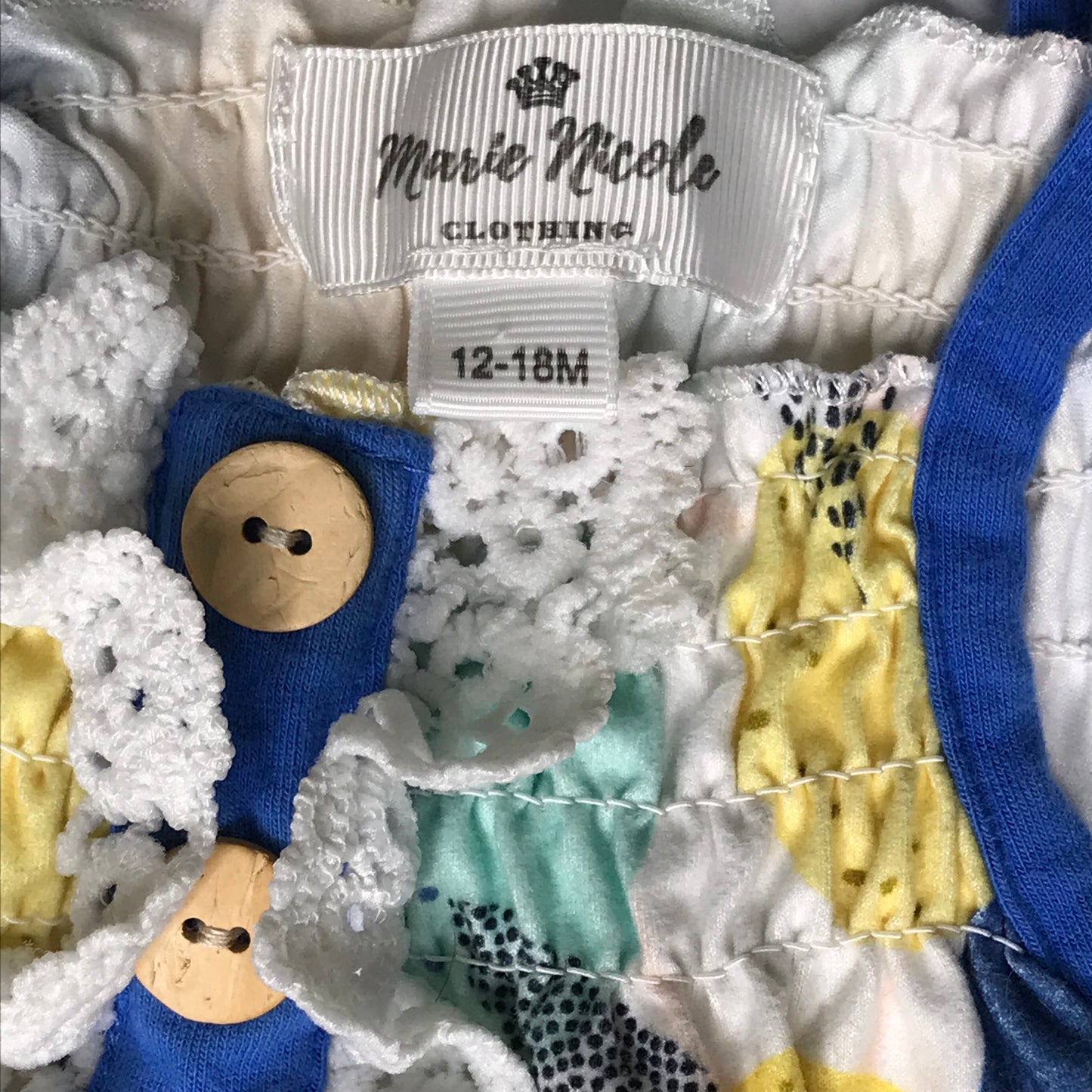 Marie Nicole Lemon Bubble Romper Tie Straps Baby Girl Size 12-18M