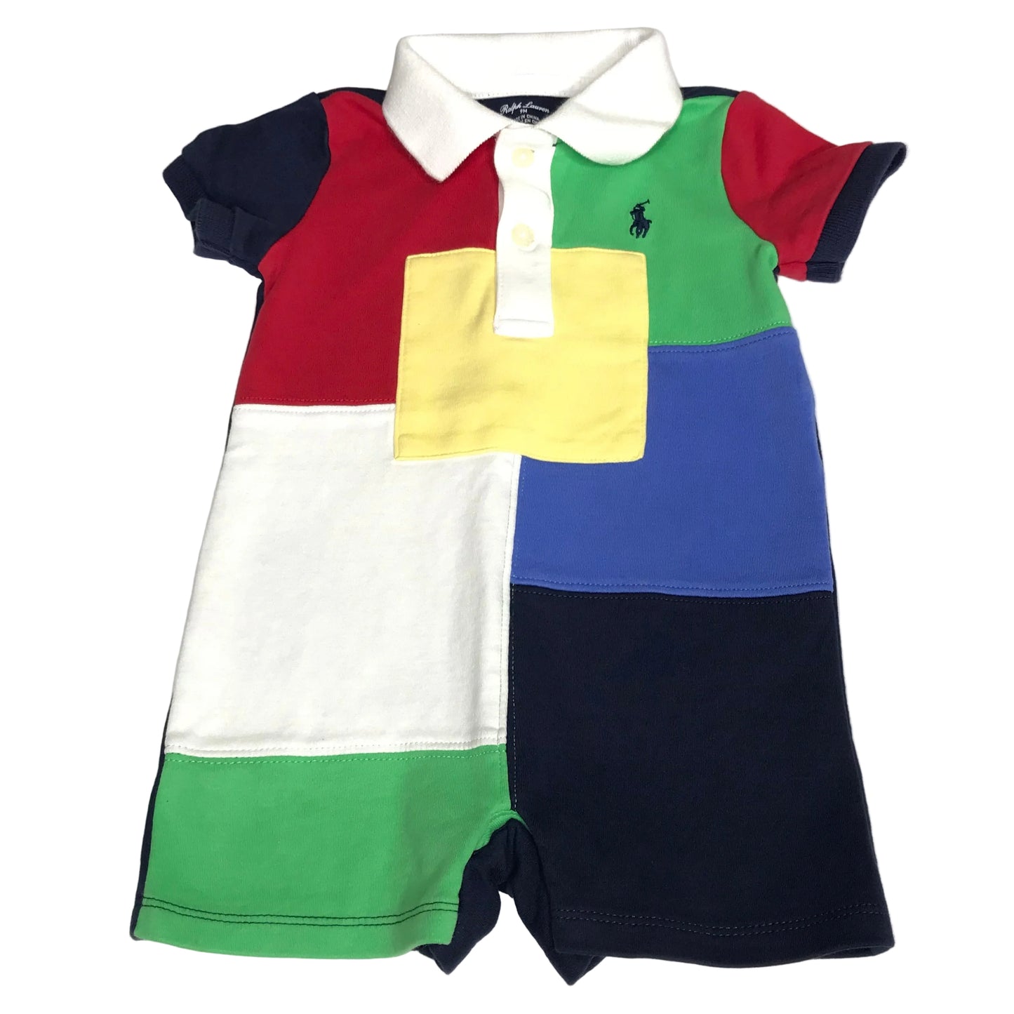 Polo Ralph Lauren Baby Boys Patchwork Shortall Size 9M