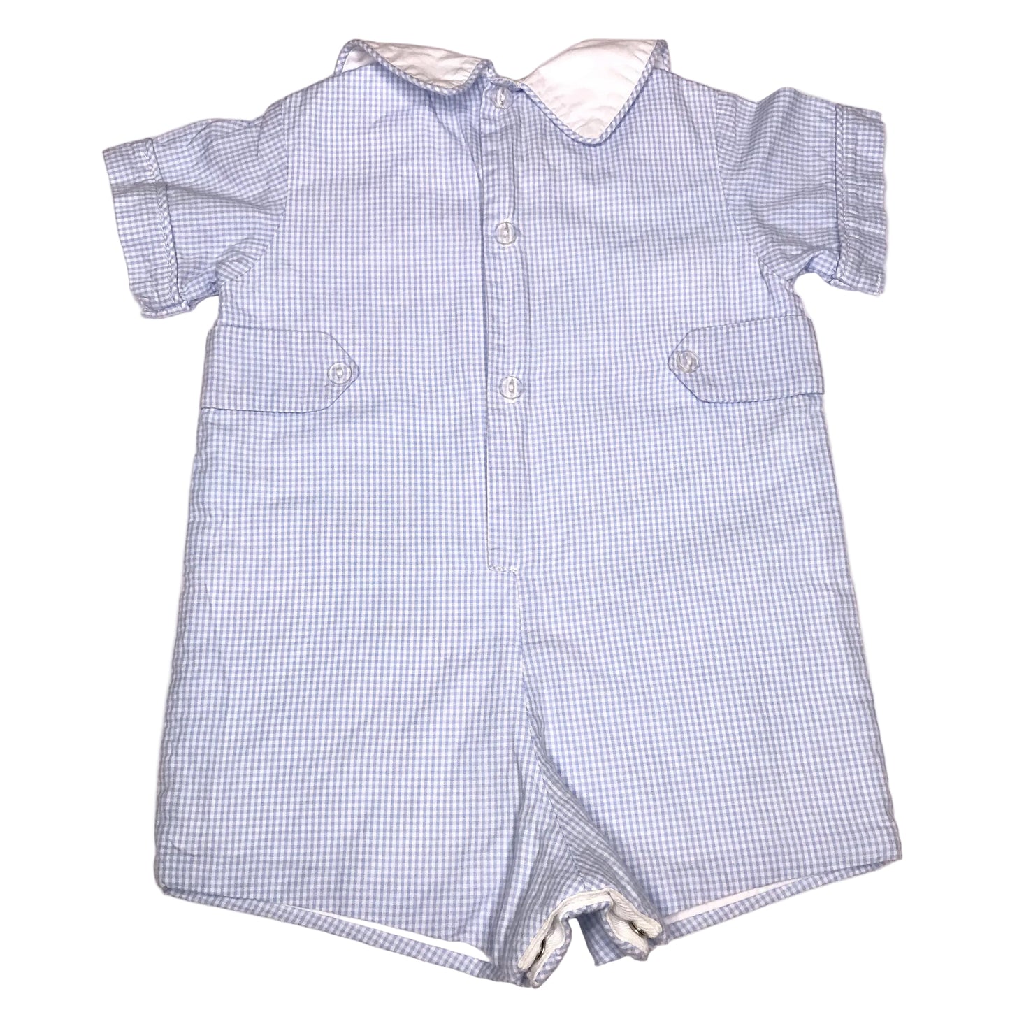 Kate & Libby Micro Check Peter Pan Collar Jon Jon Baby Boy Blue White Size 12M